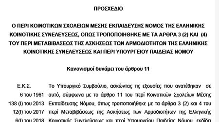 Το προσχέδιο κειμένου για τους περί Λειτουργίας των Δημόσιων Σχολείων Μέσης Τροποποιητικούς Κανονισμούς 2023